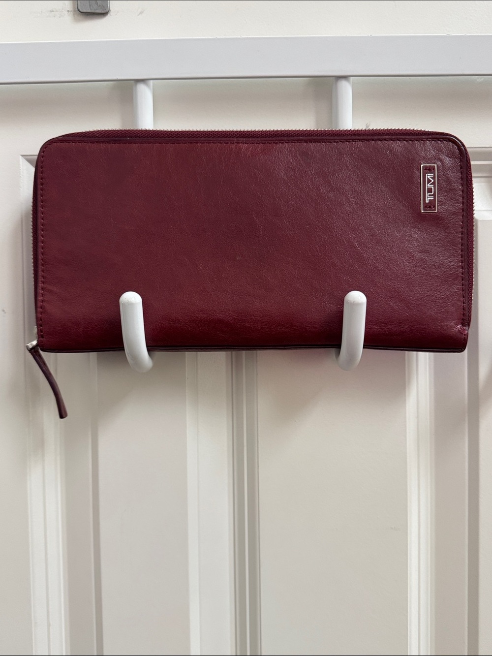 Tumi Zip-Around Leather Travel Wallet in Burgundy